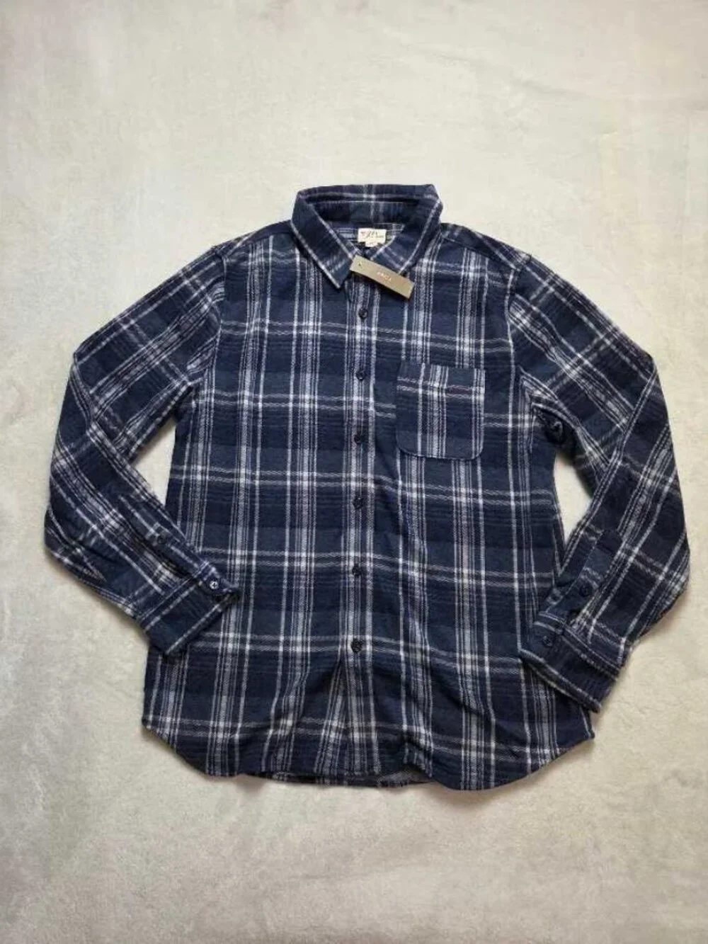 New M J.Crew lightweight Seaboard soft knit plaid button-up shirt in Seth Navy